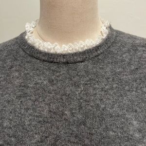 Zara sweater gray with lace trim